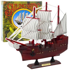 Modelo Decorativo de Barco de Vela Tres Mástiles Burdeos