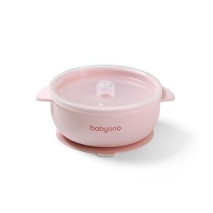 Bol de Silicona con Ventosa y Tapa Rosa Babyono - Alimentación Bebé