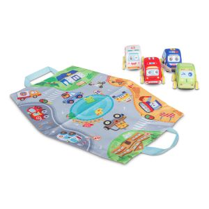 Coches de peluche Toyz con tapete colorido para jugar