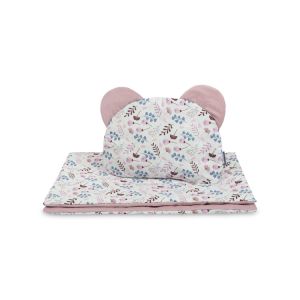Set para Carrito Bebé Velvet Twigs Rosa – Edredón y Almohada Reversibles