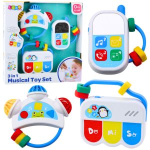 Set de Juguetes Musicales para Niños - Teléfono, Pandereta y Llaves