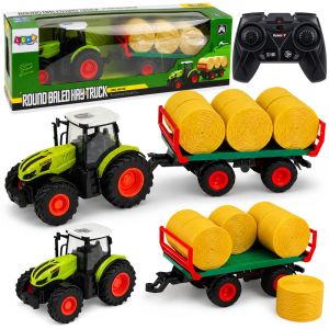 Tractor de granja control remoto con remolque y luces LED