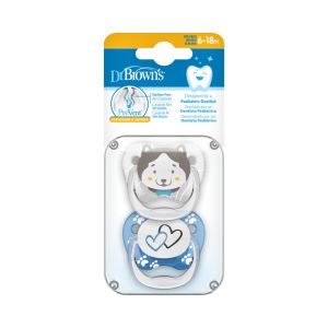Chupete Ortodóntico Dr brown`s PreVent 2-Pack Caritas Animales