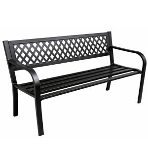 Banco de Jardín de Metal para Dos Personas Color Negro 120 cm