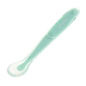 Cuchara de Silicona Verde Akuku - Alimentación Segura para Bebés