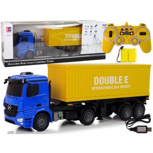 Camión R/C Mercedes-Benz Arocs azul 1:20 con remolque Double E