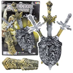 Conjunto de Caballero con 3 Espadas y Escudo Decorativo