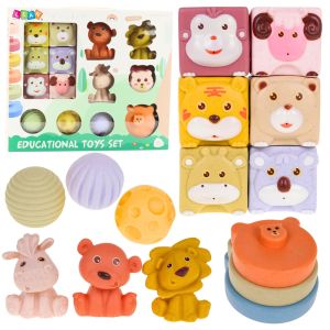 Set de Bloques Sensoriales de Animales de Goma ECO 18 Piezas