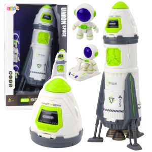 Cohete espacial con astronautas y efectos luminosos de Lean toys