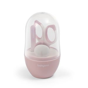 Set de cuidado de uñas para bebé Babyono rosa con tijeras, alicates y lima de vidrio
