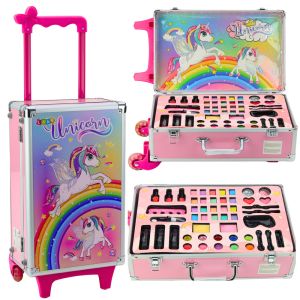 Maleta de viaje unicornio con set de maquillaje de Lean toys.
