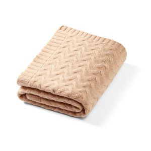 Manta de lana merino beige oscuro Babyono para bebé