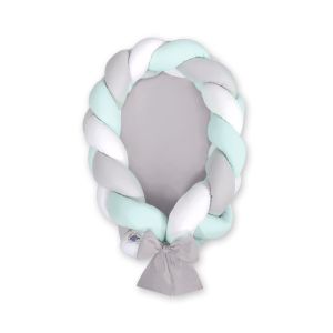 Braided Baby Nest 2 In 1 - White-gray-mint