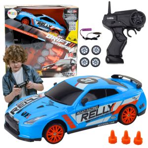 Coche Deportivo Control Remoto R/C 1:24 Azul con Ruedas Intercambiables