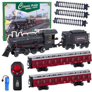 Tren eléctrico clásico de Lean Toys con control remoto y luces