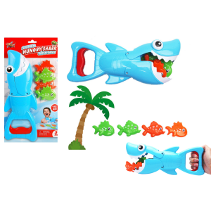Juego de baño tiburón cazador de peces azul