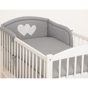 Protector de Cuna My Sweet Baby - Corazones Anthracite