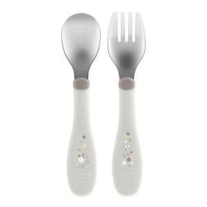 Cubertería de Metal Chicco para Bebés - 18 meses en Gris
