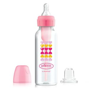Biberón Sippy Kit Dr brown`s 250 ml Rosa Corazones