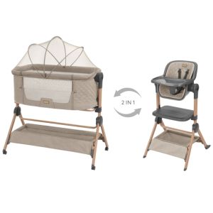 Cuna de colecho y trona 2en1 Kikkaboo Sleat Me Beige