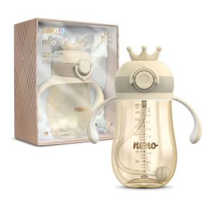 Biberón con Pajita Neno Mio 2, Crema - Aprendizaje Bebé