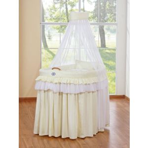Set de Moisés de Mimbre con Ruedas y Dosel - Little Princess Crema de My Sweet Baby