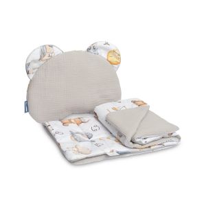 Juego de Cuna Sensillo en muselina suave con almohada y manta.