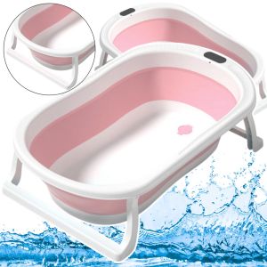 Bañera plegable con pies antideslizantes color rosa