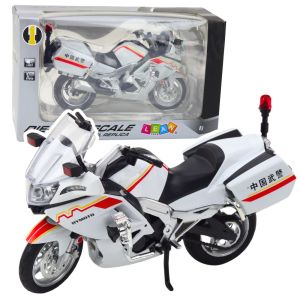 Motocicleta Metal con Luces y Sonidos Blanco Rojo Amarillo 1:12