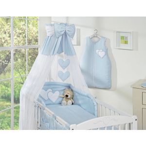 Juego de Cuna 5 Piezas My Sweet Baby con Dosel Corazones Azules