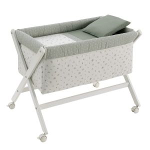 Minicuna Tijera Madera Calma Verde/blanco 55x87x74 Cm - Cambrass