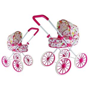 Carrito de Muñecas Retro con Ruedas Grandes y Flores