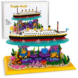 Titanic de bloques de construcción de Lean Toys con coral colorido.