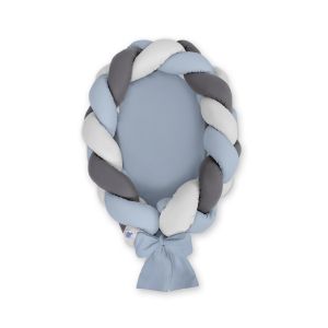 Braided Baby Nest 2 In 1 - Pastel Blue - Gray - Anthracite