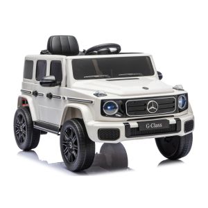 Coche eléctrico infantil Mercedes G 4x4 blanco Lean Cars con tracción total, vista frontal