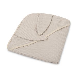 Capa de baño para bebé Sensillo beige 110x110 cm en algodón waffle, vista extendida