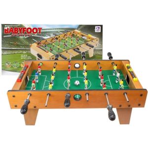 Mesa de fútbol de Lean toys con jugadores dispuestos a jugar.