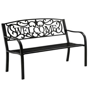 Banca de Jardín de Metal para 3 Personas en Color Negro 127 cm
