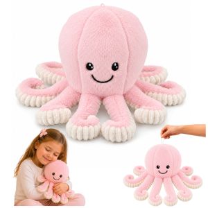 Pez Octopus de peluche rosa con tentáculos elásticos