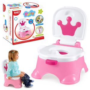 Orinal interactivo musical rosa con corona 5 en 1 LEAN Toys vista frontal