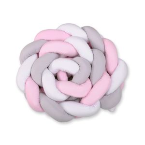Protector de Cuna Knot Bumper XXL My Sweet Baby - Blanco, Gris y Rosa