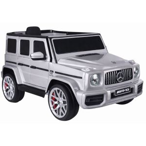 Coche Eléctrico Infantil Mercedes G63 Plata con Control Remoto