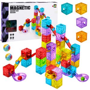 Bloques de construcción magnéticos de Lean toys con pista de canicas