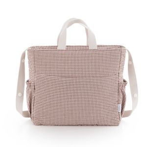 Bolso maternal Pack Taylor Cambrass color rosa vichy, vista frontal
