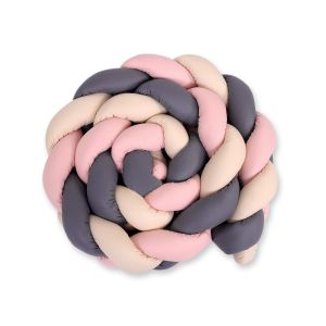 Knot Bumper XXL My Sweet Baby: Protector de Cuna Beige/Antracita/Rosa