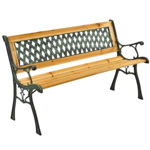 Banco de Jardín de Madera y Metal con Respaldo