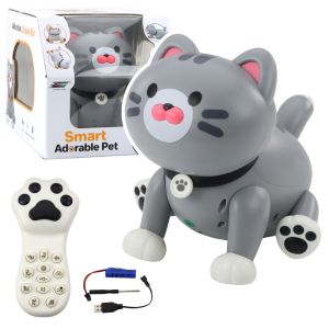 Gatito robot interactivo teledirigido gris LEAN Toys vista frontal