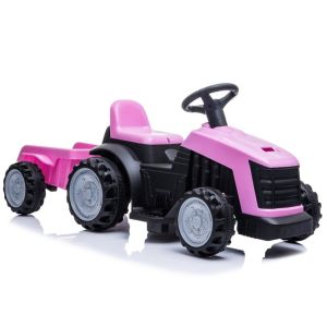 Tractor Eléctrico Infantil Rosa con Remolque