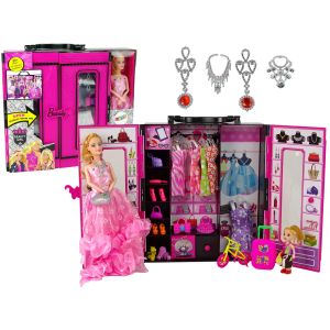 Muñeca con armario rosa de Lean toys