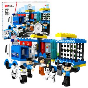 Set de Bloques de Construcción de Policía con camión y moto